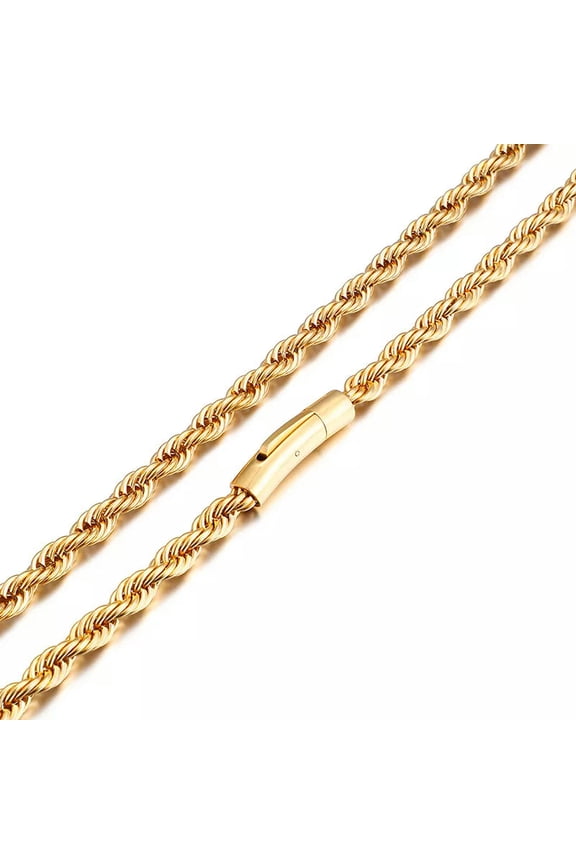 57gGold Stainless Steel Heavy Mens Punk Rope Link chain necklace 6mm 26''