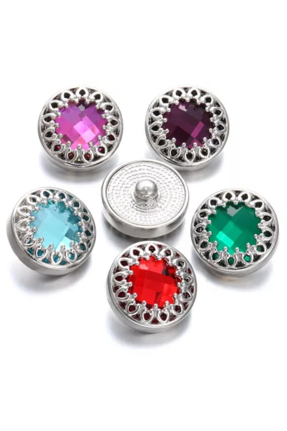 5PCS Bling Crystal 18mm Chunk Snap Button Fit Snap Pendant Bracelet Jewelry DIY-smooth-5pcs MIXED