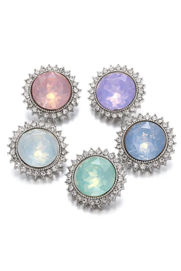 5PCS Bling Crystal Chunk Charm Snap Button Fit 18mm Snap Jewelry 46-5pcs mixed