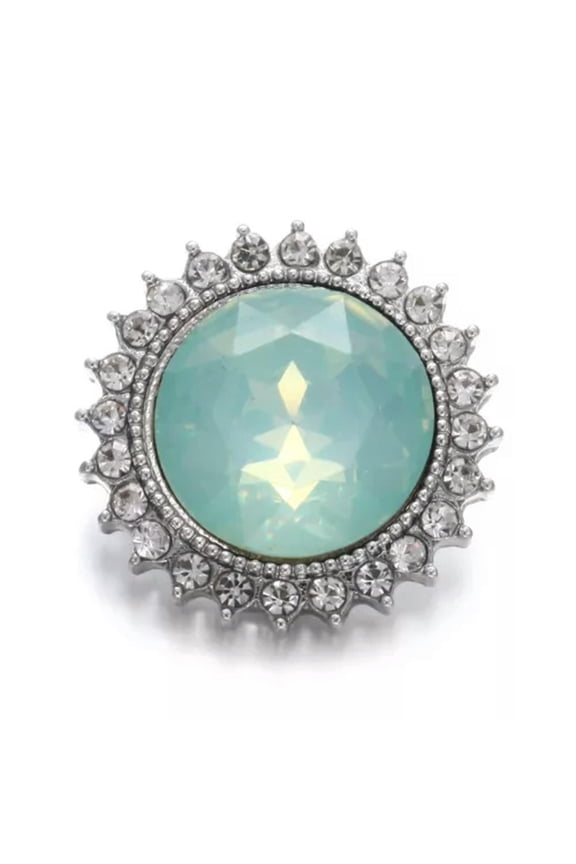 5PCS Bling Crystal Chunk Charm Snap Button Fit 18mm Snap Jewelry 46-Light Green