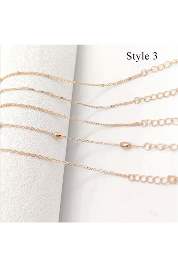 5Pcs/set Ankle Bracelet Foot Chain Handmade Foot Ring Beach Foot Jewelry Anklet*-style 3