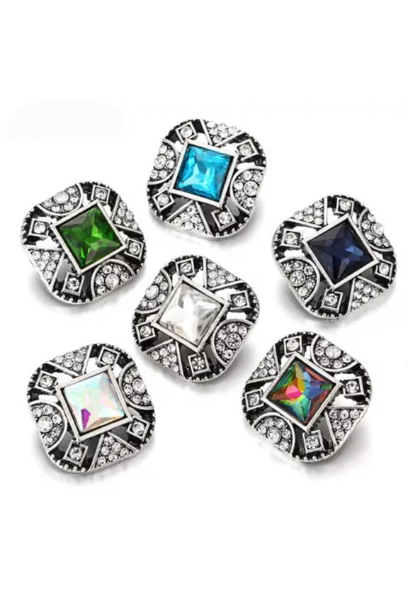 5X Pretty Crystal Chunk Charm Snap Button Fit 18mm Drill Snap Jewelry Gift N05-5pcs MIXED
