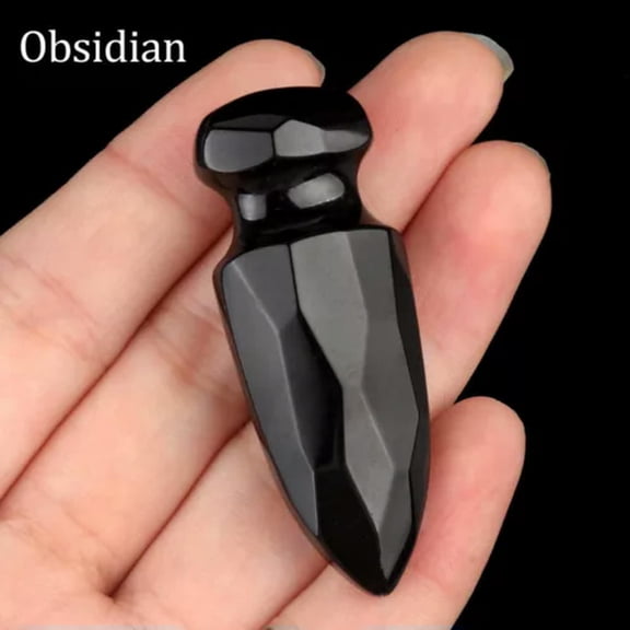 HOOUN 5cm Mini Chakra Natural Dagger Crystal Hand Carved Knife Quartz Polished Healing-Obsidian-1PC (Random Pick)