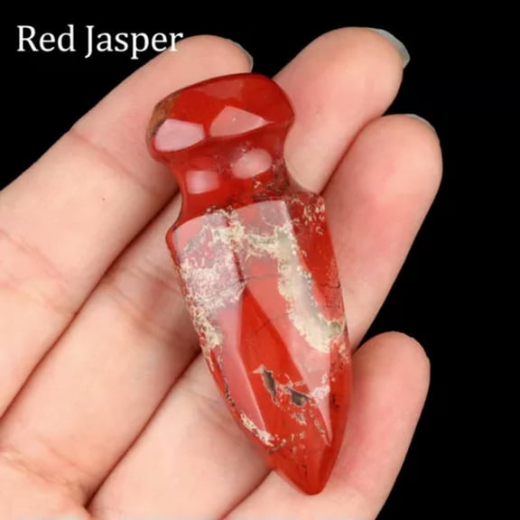 HOOUN 5cm Mini Chakra Natural Dagger Crystal Hand Carved Knife Quartz Polished Healing-Red Jasper-1PC (Random Pick)