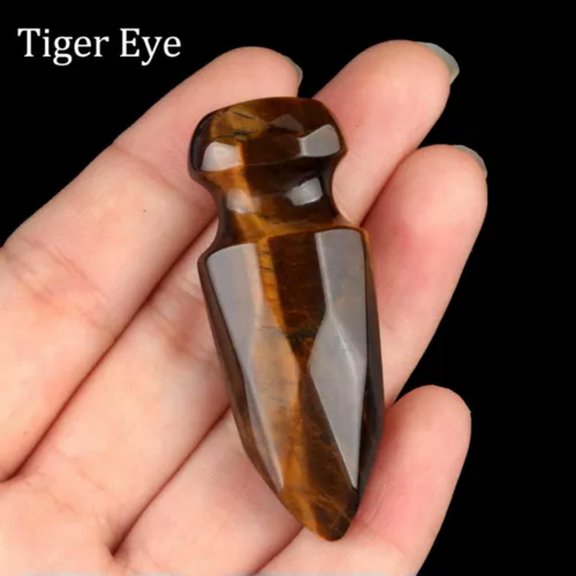 HOOUN 5cm Mini Chakra Natural Dagger Crystal Hand Carved Knife Quartz Polished Healing-Tiger Eye-1PC (Random Pick)