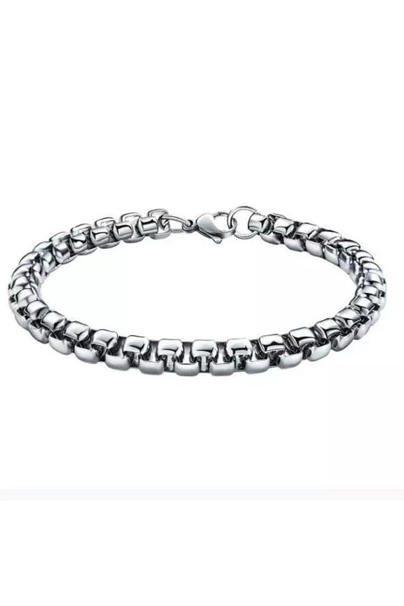 5mm 8.5 inch Silver Square Rolo Stainless Steel Chain Bracelet For Mens Jewelry