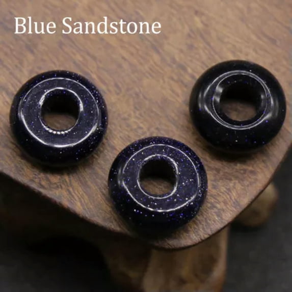 HOOUN 5mm Large Hole Loose Rondelle European Beads for Bracelet Jewelry Making Charms-Blue Sandstone-Only 1PC (Random Pick)
