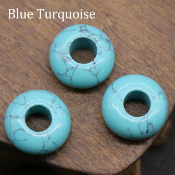 HOOUN 5mm Large Hole Loose Rondelle European Beads for Bracelet Jewelry Making Charms-Blue Turquoise-5PCS (Random Pick)