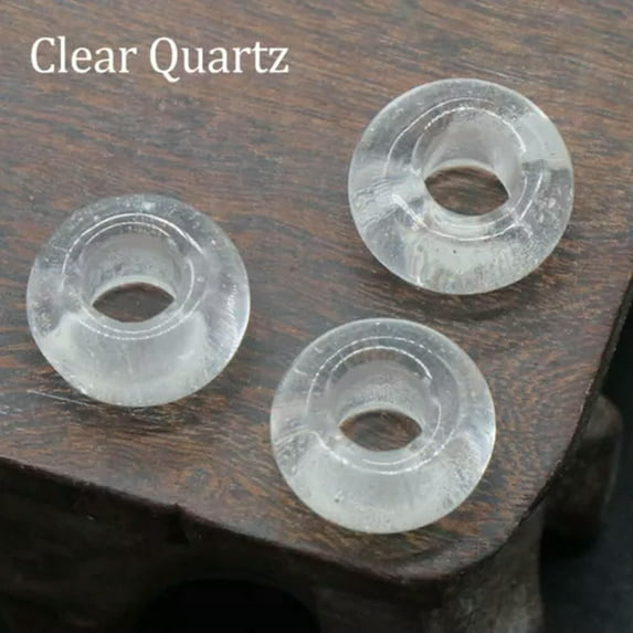 HOOUN 5mm Large Hole Loose Rondelle European Beads for Bracelet Jewelry Making Charms-Clear Quartz-5PCS (Random Pick)