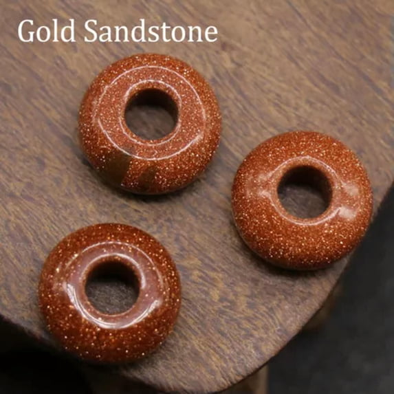 HOOUN 5mm Large Hole Loose Rondelle European Beads for Bracelet Jewelry Making Charms-Gold Sandstone-5PCS (Random Pick)