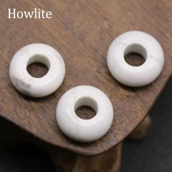 HOOUN 5mm Large Hole Loose Rondelle European Beads for Bracelet Jewelry Making Charms-Howlite-5PCS (Random Pick)