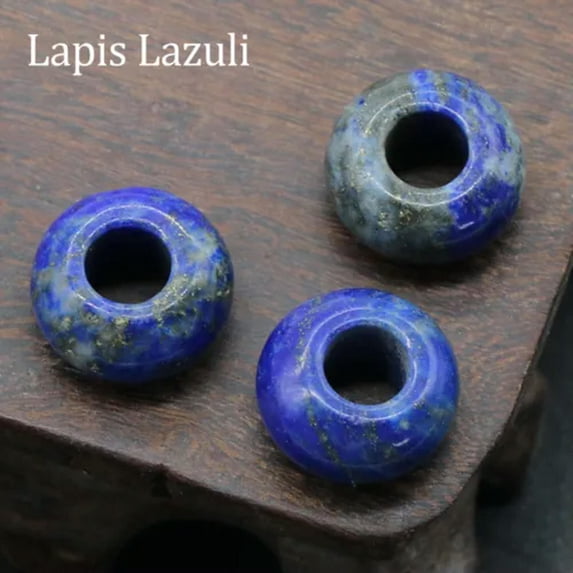 HOOUN 5mm Large Hole Loose Rondelle European Beads for Bracelet Jewelry Making Charms-Lapis Lazuli-5PCS (Random Pick)