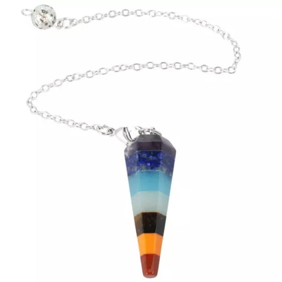 HOOUN 5pcs 7 Chakra Dowsing Pendulum Bonded Crystal Charged Reiki Healing-A