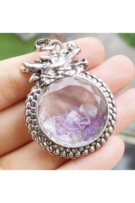 5pcs Amethyst Gems Dragon Pendants Magic Reiki Healing Amulet