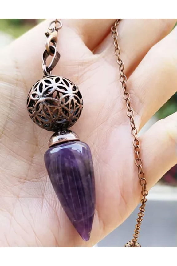 5pcs Amethyst Gems Pendulum Pendant Energy Chakra Reiki Healing Amulet