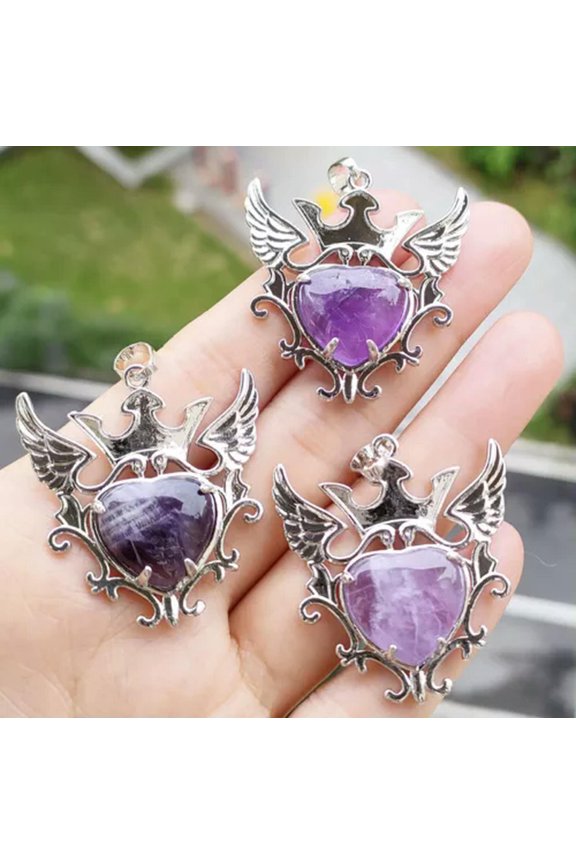 5pcs Amethyst Gems Phoenix Pendants Magic Reiki Healing Amulet
