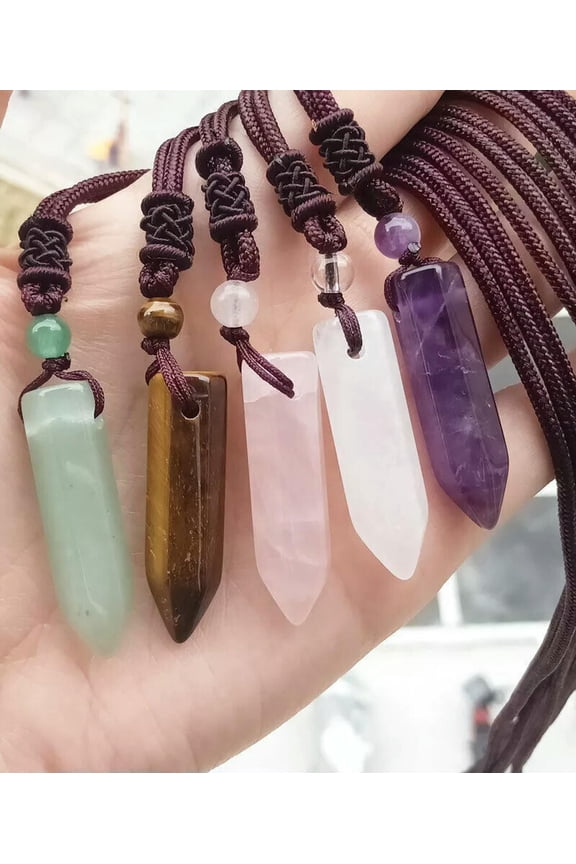 5pcs Amethyst Vary Stone ball Pendants Necklace Chakra Reiki Healing Amulet