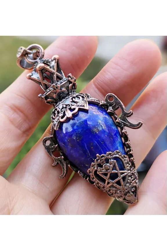 5pcs Antique Red Lapis Lazuli Gems Wand Pendants Magic Lamp Reiki Healing Amulet