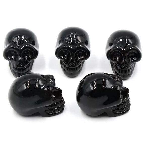HOOUN 5pcs Black Multicolor Skull Crystal Ornaments Halloween Charak Reiki