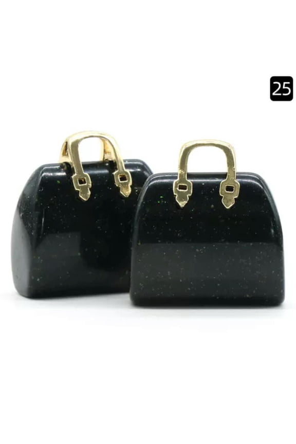 5pcs Labradorite Gems Stone HandBag Pendants fortune Energy Reiki Healing Amulet-Green Sand Stone