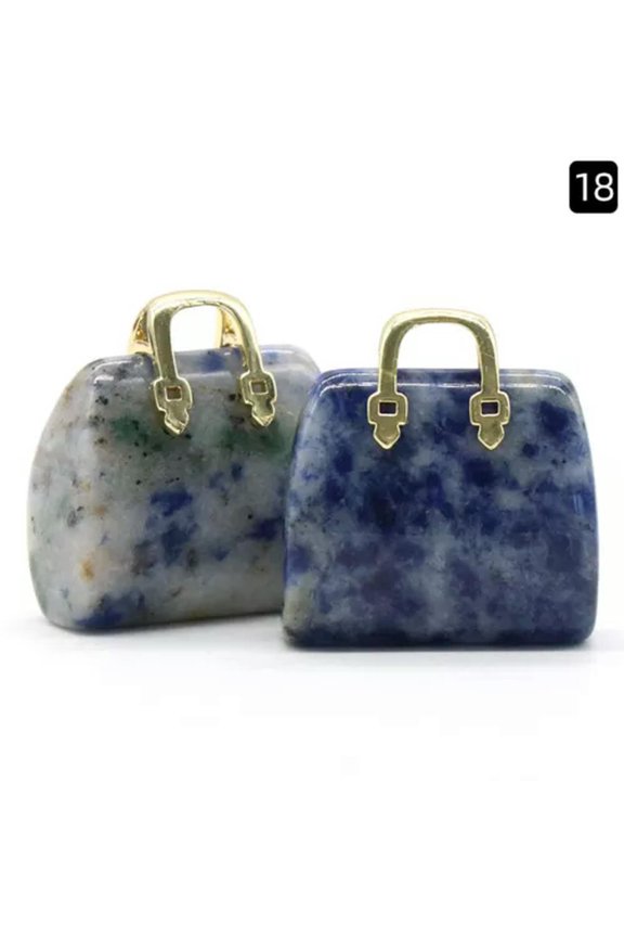 5pcs Labradorite Gems Stone HandBag Pendants fortune Energy Reiki Healing Amulet-Spot Jaspe