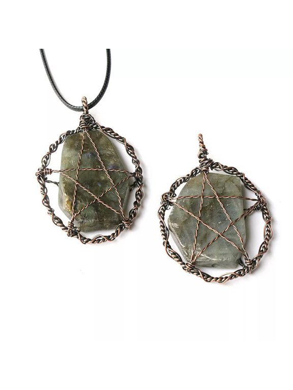 5pcs Labradorite Stone Irregular Healing Life Tree Wire Wrapped Pendant Charkra