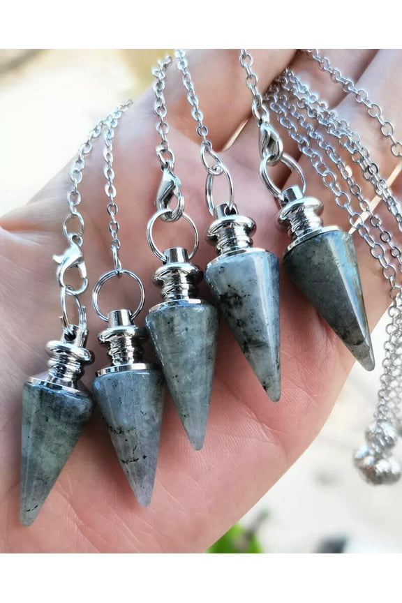 5pcs Labradorite Stone Magic Pendulum Pendant Energy Power Reiki Healing Amulet
