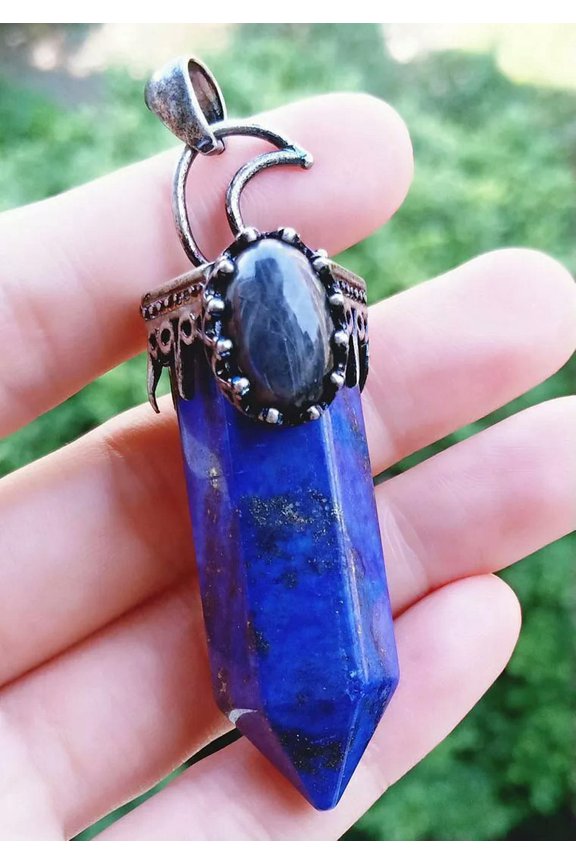 5pcs Lapis Lazuli Labradorite Stone Pendant Hexagon Energy Reiki Healing Amulet