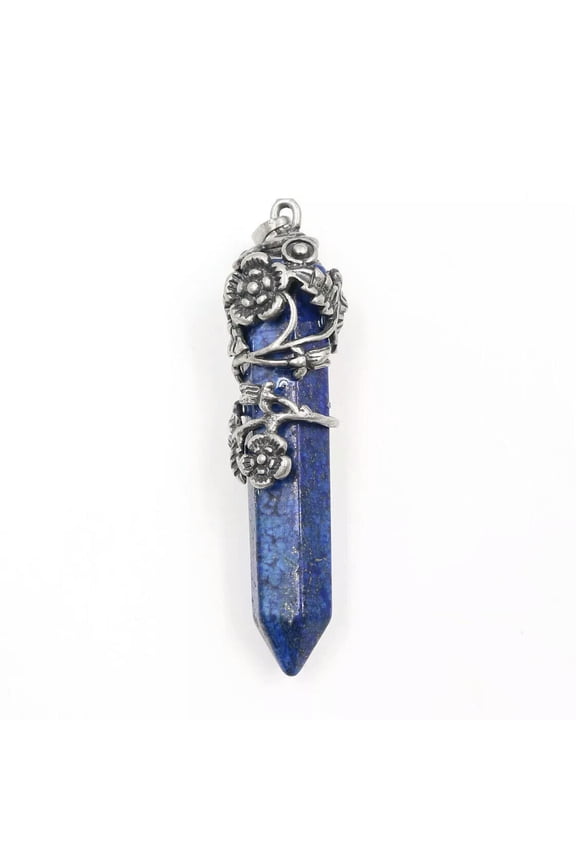 5pcs Lapis Lazuli Natural Gemstones Long Hexagonal Pointed Reiki Chakra Pendant
