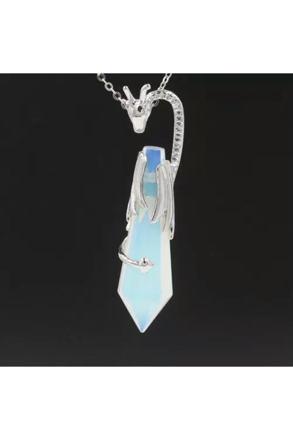 5pcs Mixed Natural Gems Dragon Hexagonal Pendants Magic Reiki Healing Amulet-opal stone