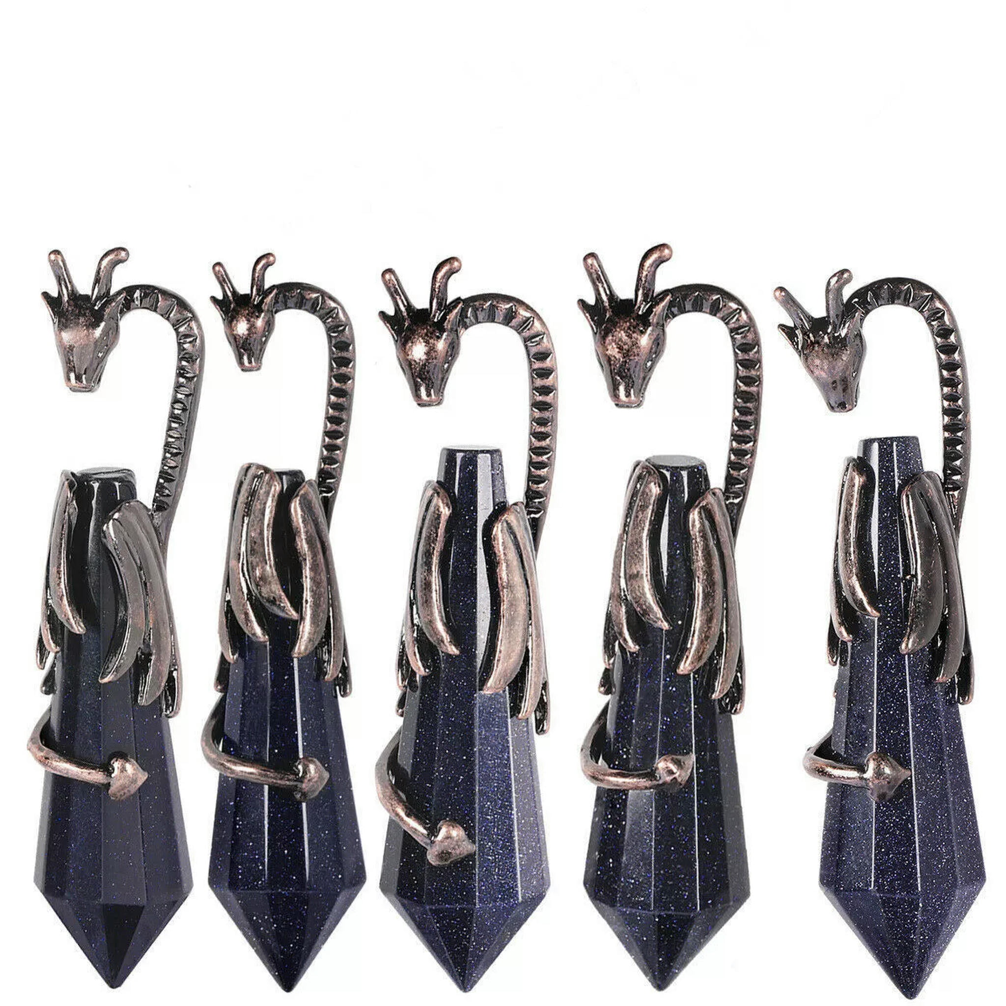 HOOUN 5pcs Natural Blue Sand Stone Flying Dragon Pendants Demon Dragon Around Column