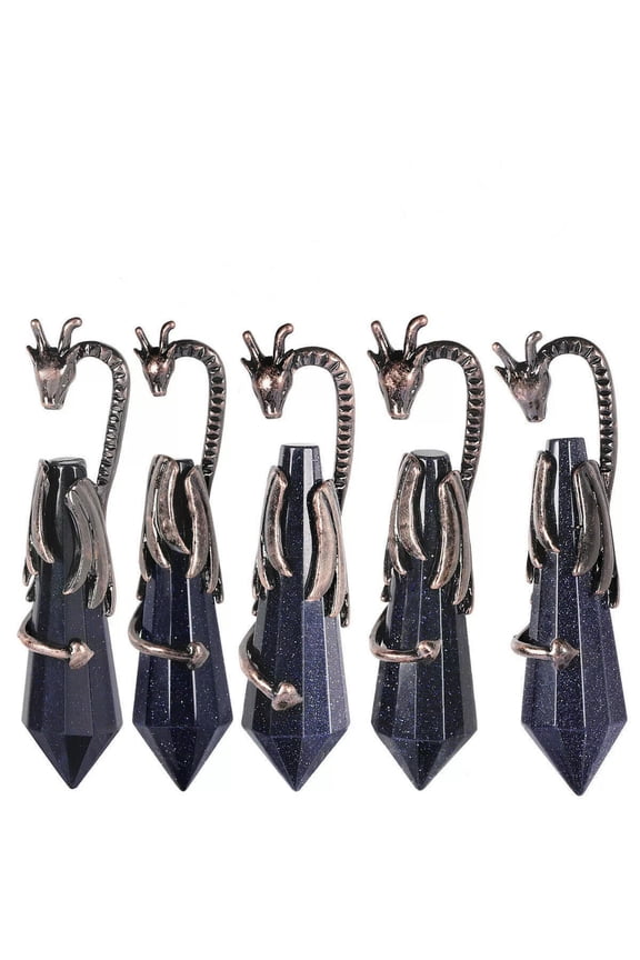 5pcs Natural Blue Sand Stone Flying Dragon Pendants Demon Dragon Around Column