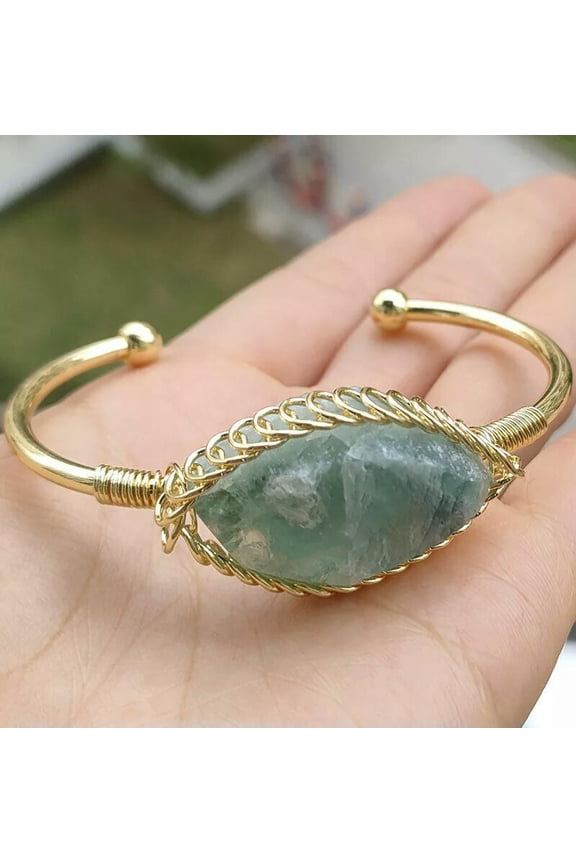 5pcs Natural Fluorite Gems Stone bangle bracelet Reiki Healing Balancing Amulet