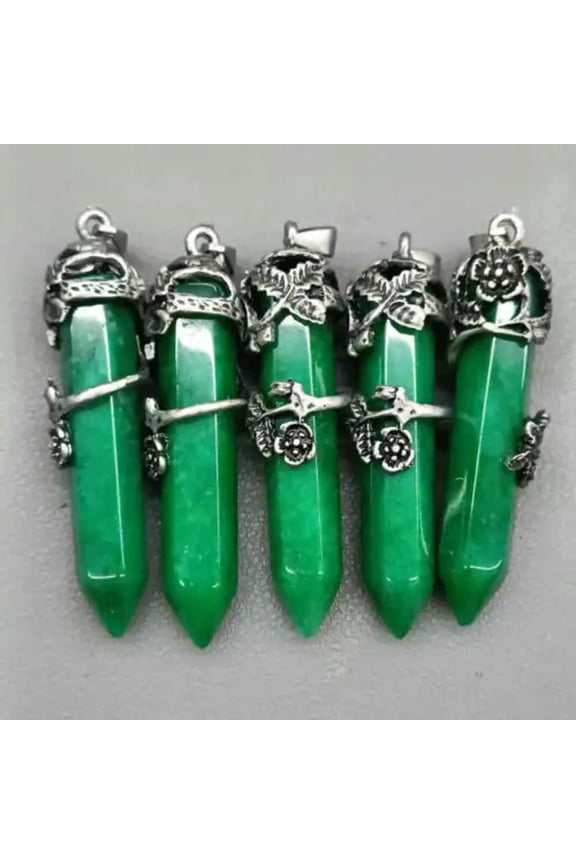 5pcs Natural Malaysian Jade Stone Rose Pendants Necklace Reiki Healing Amulet