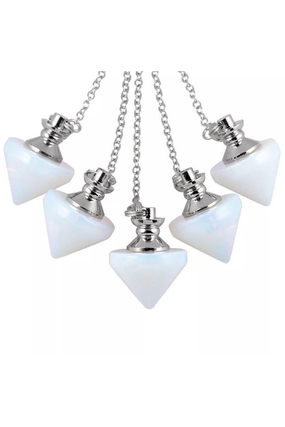 5pcs Natural Opal Stone Necklace Healing Crystal Reiki Pendulum Pendant Amulet