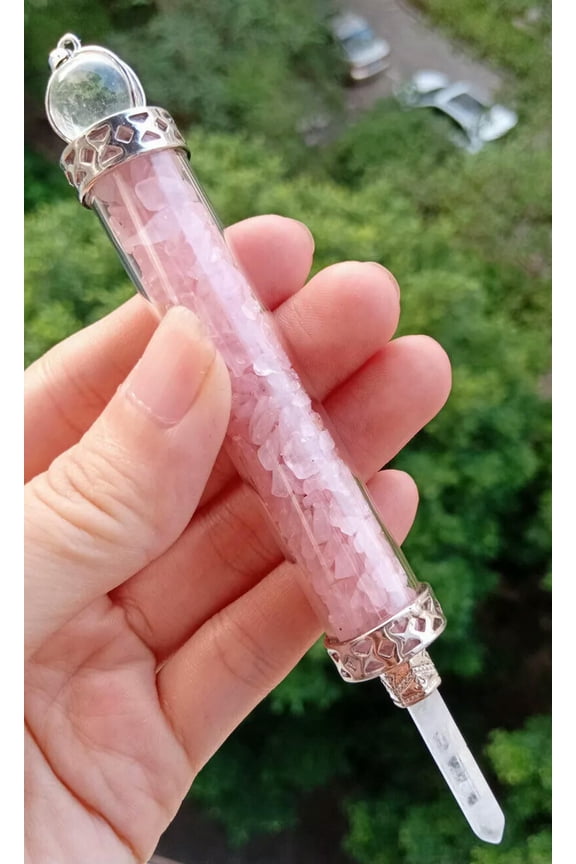 5pcs Natural Rose Quartz Rock Quartz Stone Pendant Energy Reiki Healing Amulet