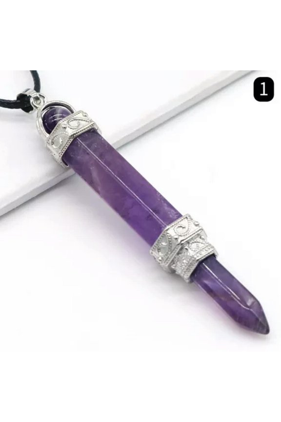 5pcs Natural Scepter Hexagonal Column Pendant Christmas Lucky Scepter Pendant -Amethyst