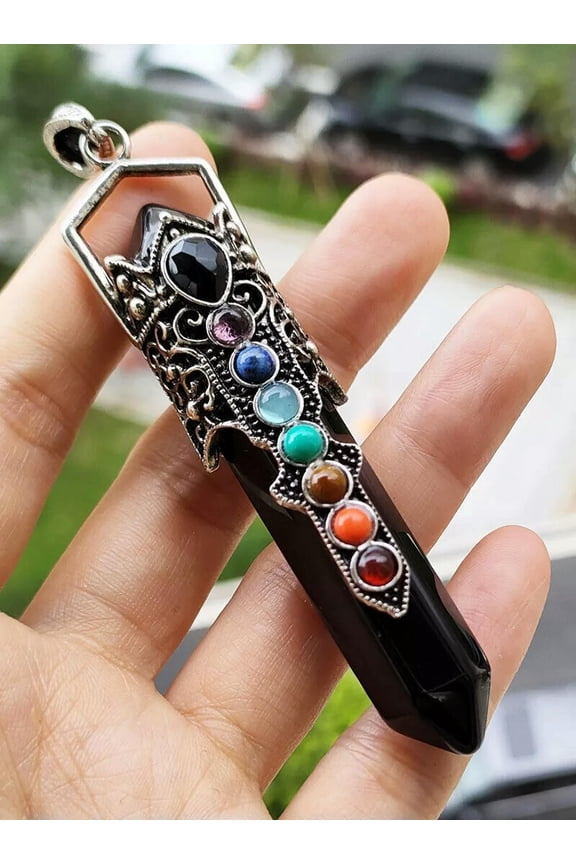 5pcs Obsidian Gems Stone Pendants Chakra Energy Reiki Healing Amulet