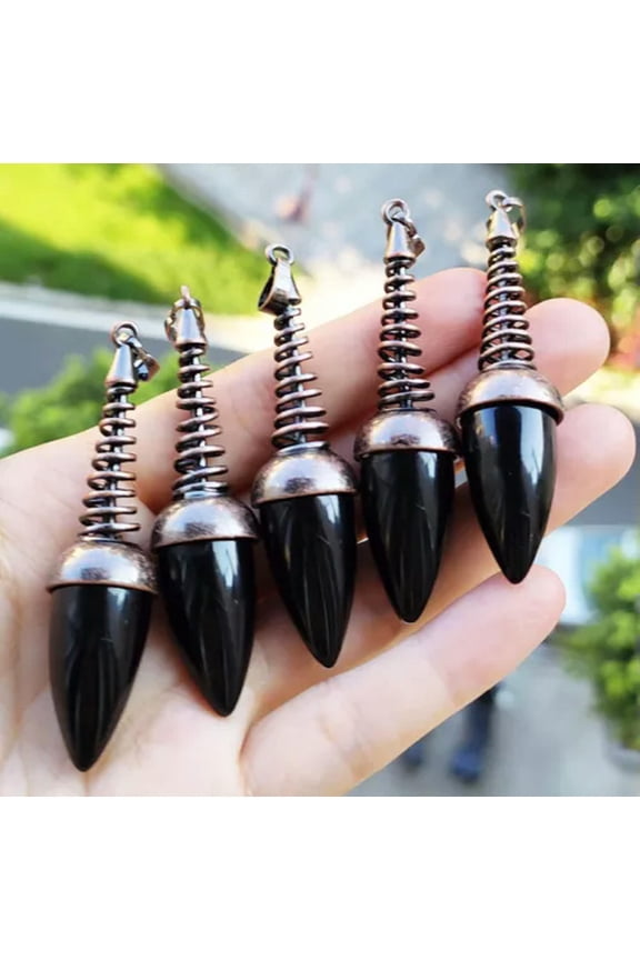 5pcs Obsidian Gems stone Pendants Magic Reiki Healing Amulet