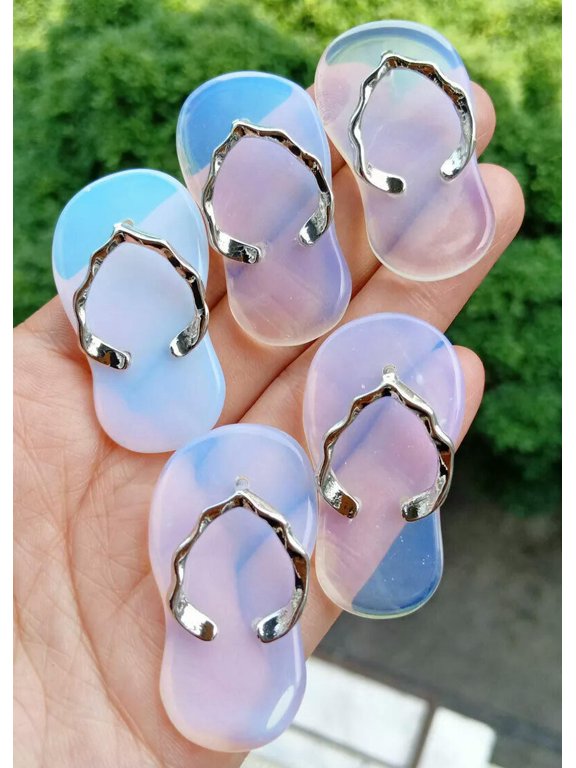 5pcs Opal Stone Flip-flop Pendants Chakra Reiki Healing Amulet Energy