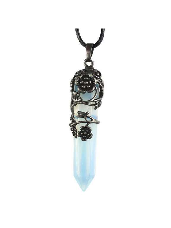 5pcs Opal Stone Natural Gemstones Long Hexagonal Pointed Reiki Chakra Pendant