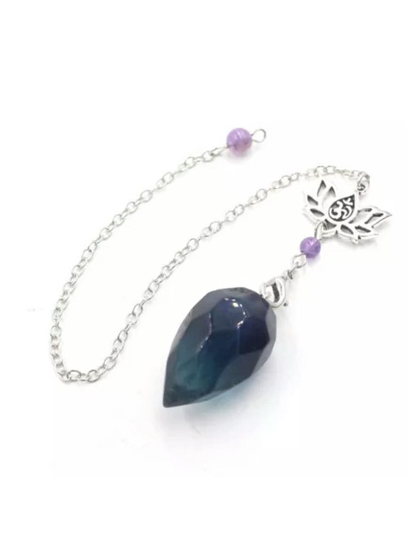 5pcs Quartz Drop Faceted Gem Pendulum Pendant Energy Chakra Reiki Healing Amulet-Fluorite