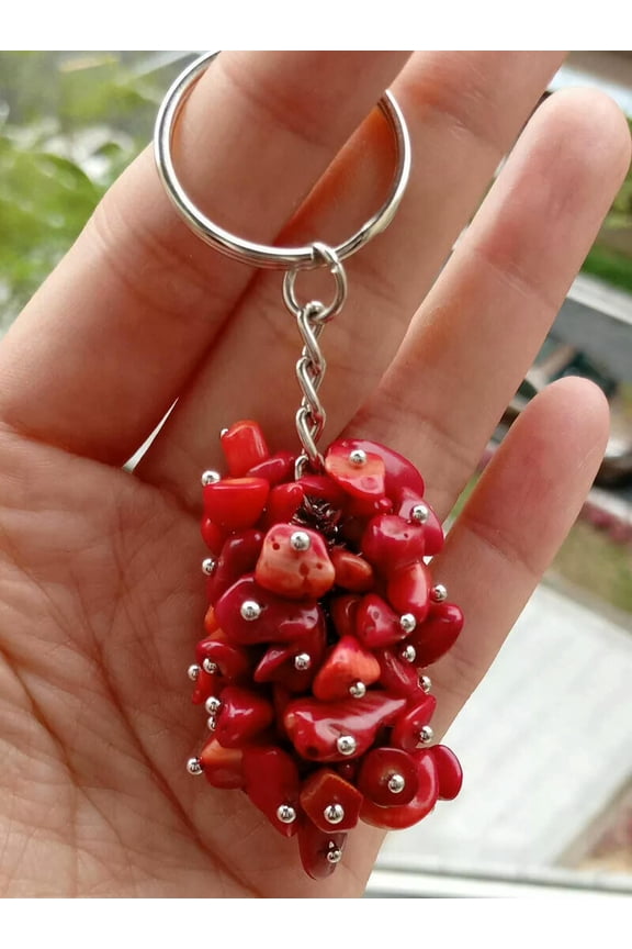 5pcs Red Coral Chakra Pendant Key Bag clasp Reiki Healing Amulet
