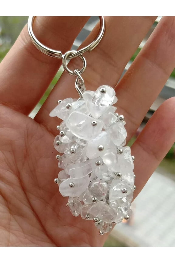 5pcs Rock Quartz Gems Stone Chakra Pendant Key Bag clasp Reiki Healing Amulet