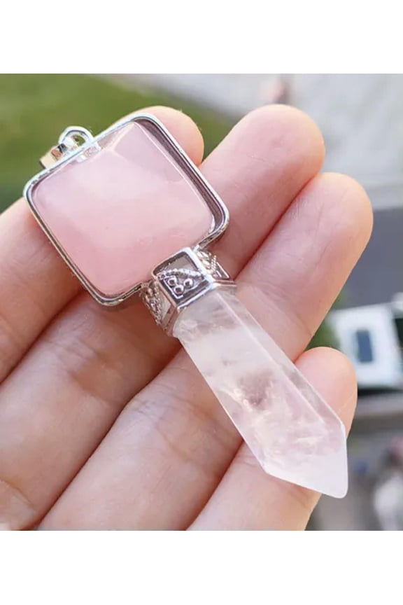 5pcs Rose Quartz Rock Quartz Gems stone Pendants Magic Reiki Healing Amulet