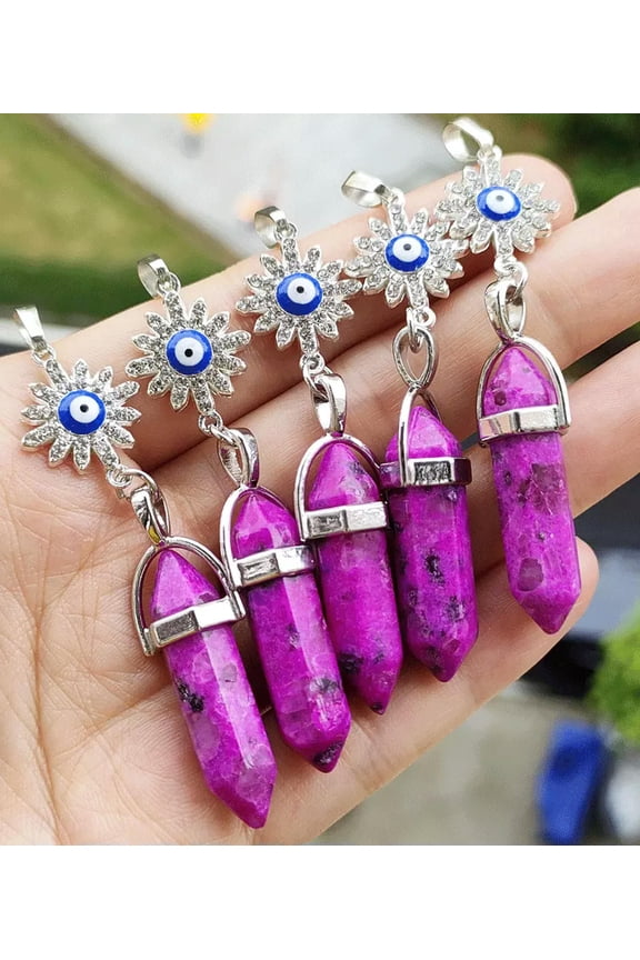 5pcs Sugilite Gems Sun Pendants Chakra Reiki Amulet Chrismas gift