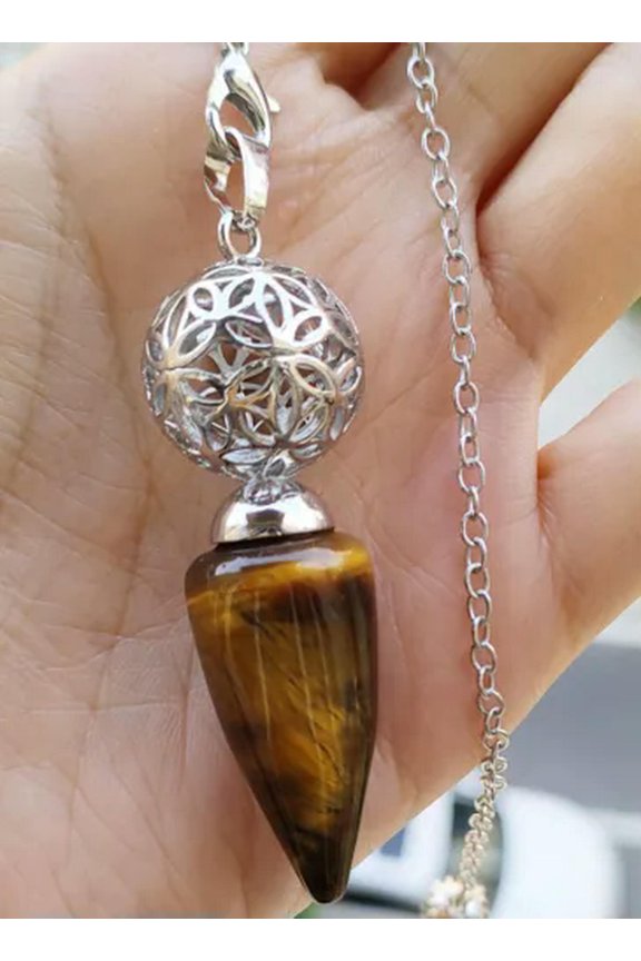 5pcs Tiger eye Gems Pendulum Pendant Energy Chakra Reiki Healing Amulet