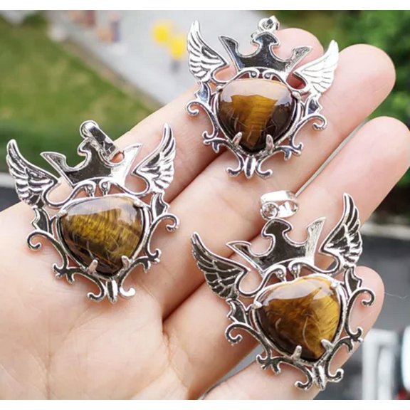 HOOUN 5pcs Tiger eye Gems Phoenix Pendants Magic Reiki Healing Amulet