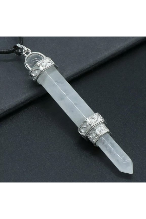5pcs White Quartz Hexagonal Column Pendant Christmas Lucky Scepter Pendant