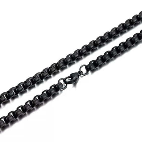 HOOUN 5pcs in bulk Stainless steel Square Rolo Chain Necklace Strong Link 6mm 18-26in-24'' for Necklace-black